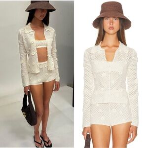 NWT HELSA Rieley Cardigan in cream knit